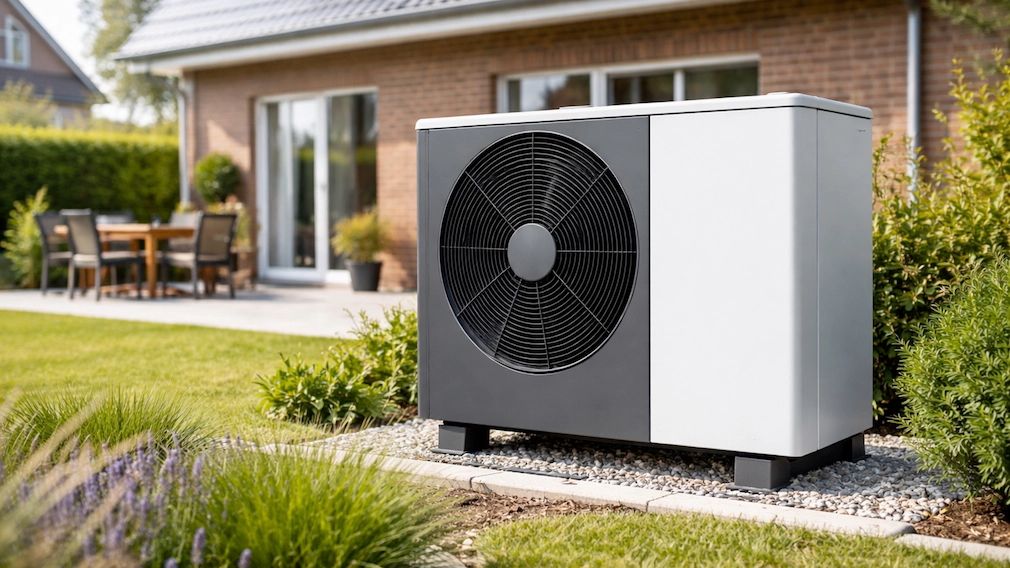Wärmepumpe Installation im Garten – Aurora Haustechnik Hessen
